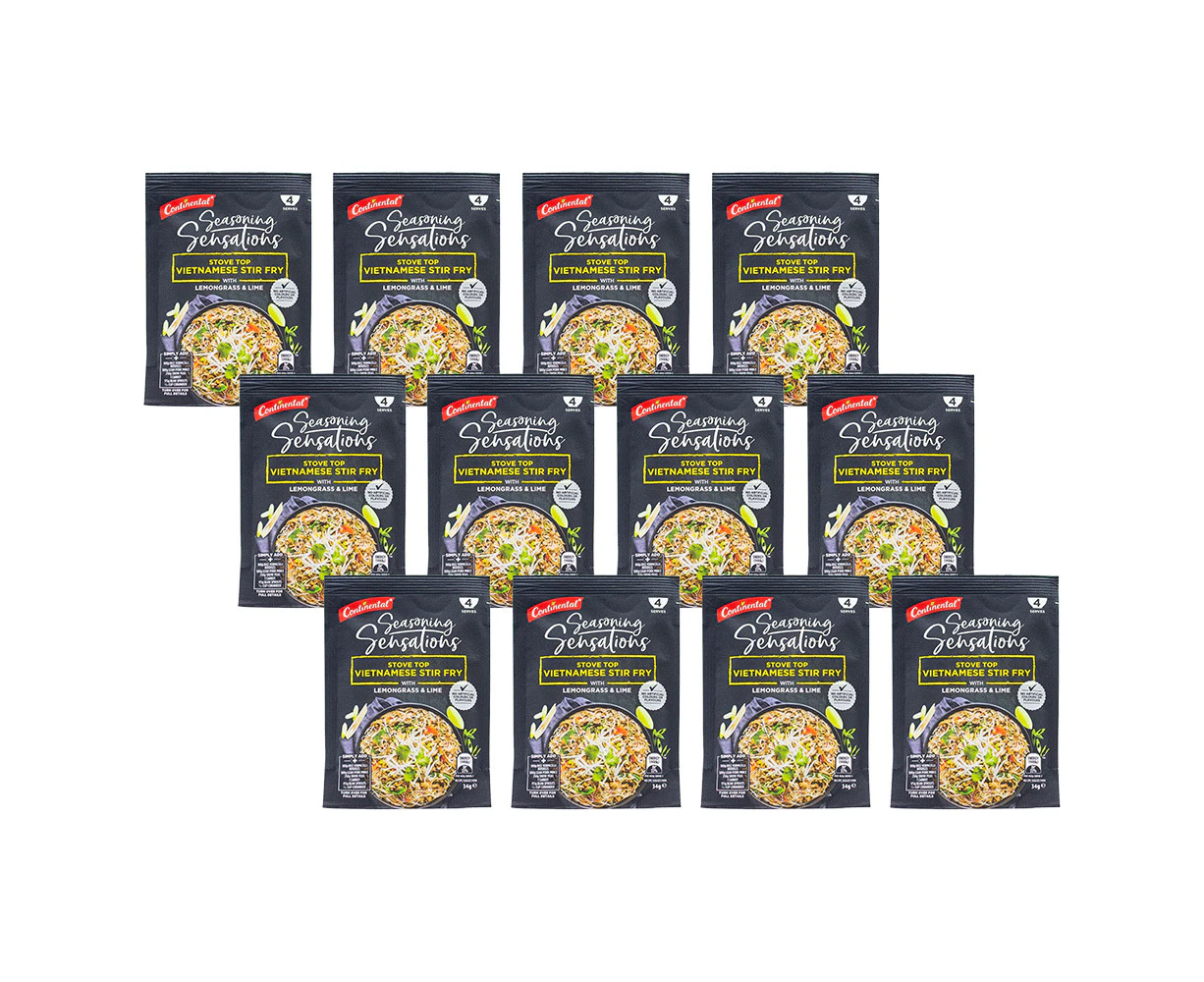 12x Continental 34g Vietnamese Stir Fry w/ Lemongrass & Lime Recipe Seasoning