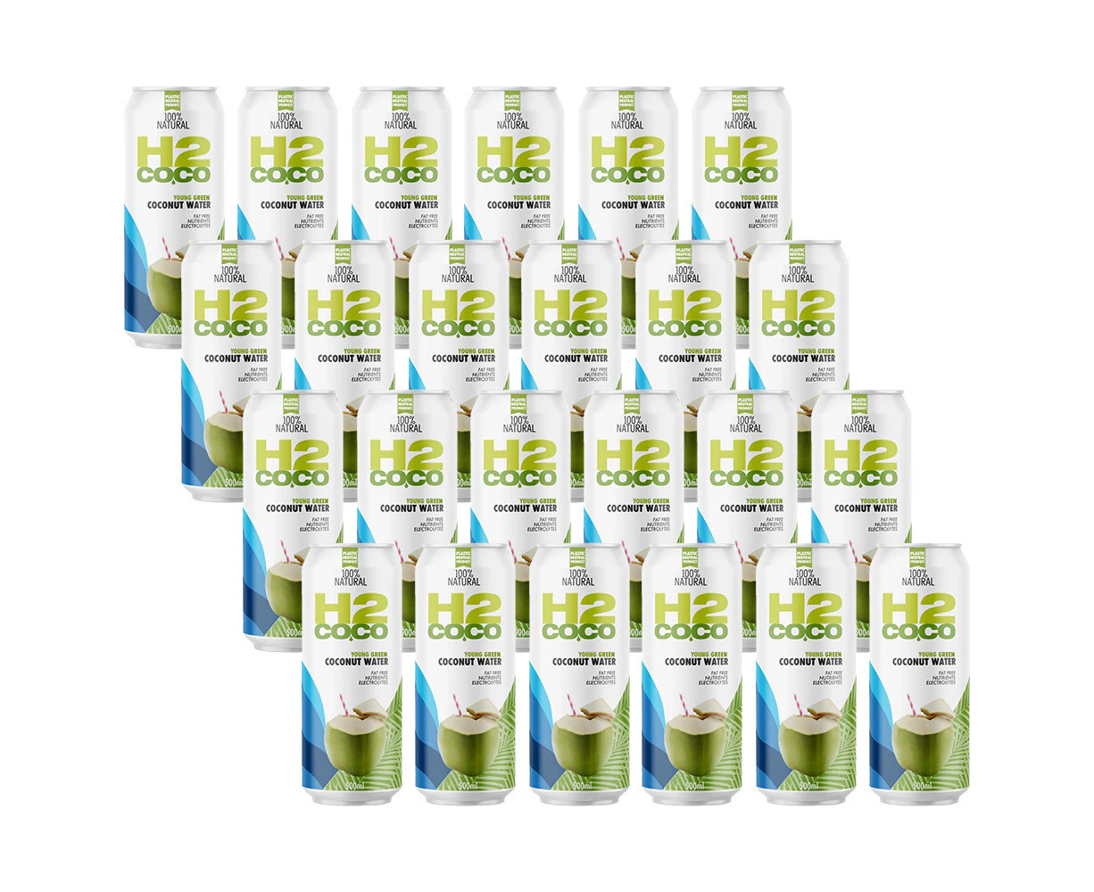 24x H2 Coco 500ml Pure Coconut Water Can Fat-Free Electrolyte Drink Beverage