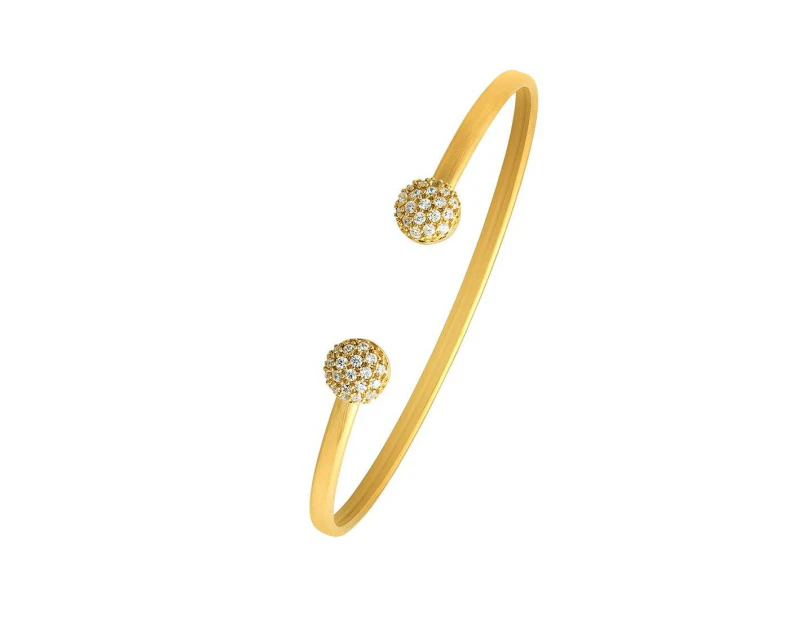 Bevilles Children's 9ct Yellow Gold Silver Infused Cuff Bangle