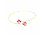 Bevilles Red Clover Bangle in 9ct Yellow Gold Silver Infused