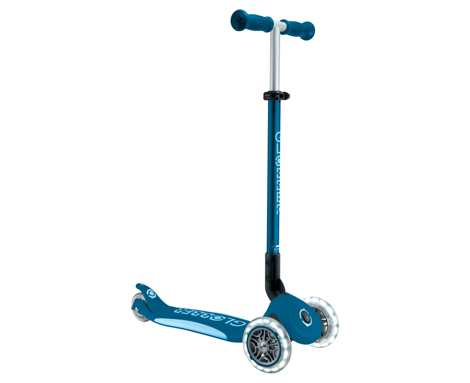 Globber PRIMO FOLD PLUS LIGHTS Scooter V2 - Petrol Blue / Light Blue