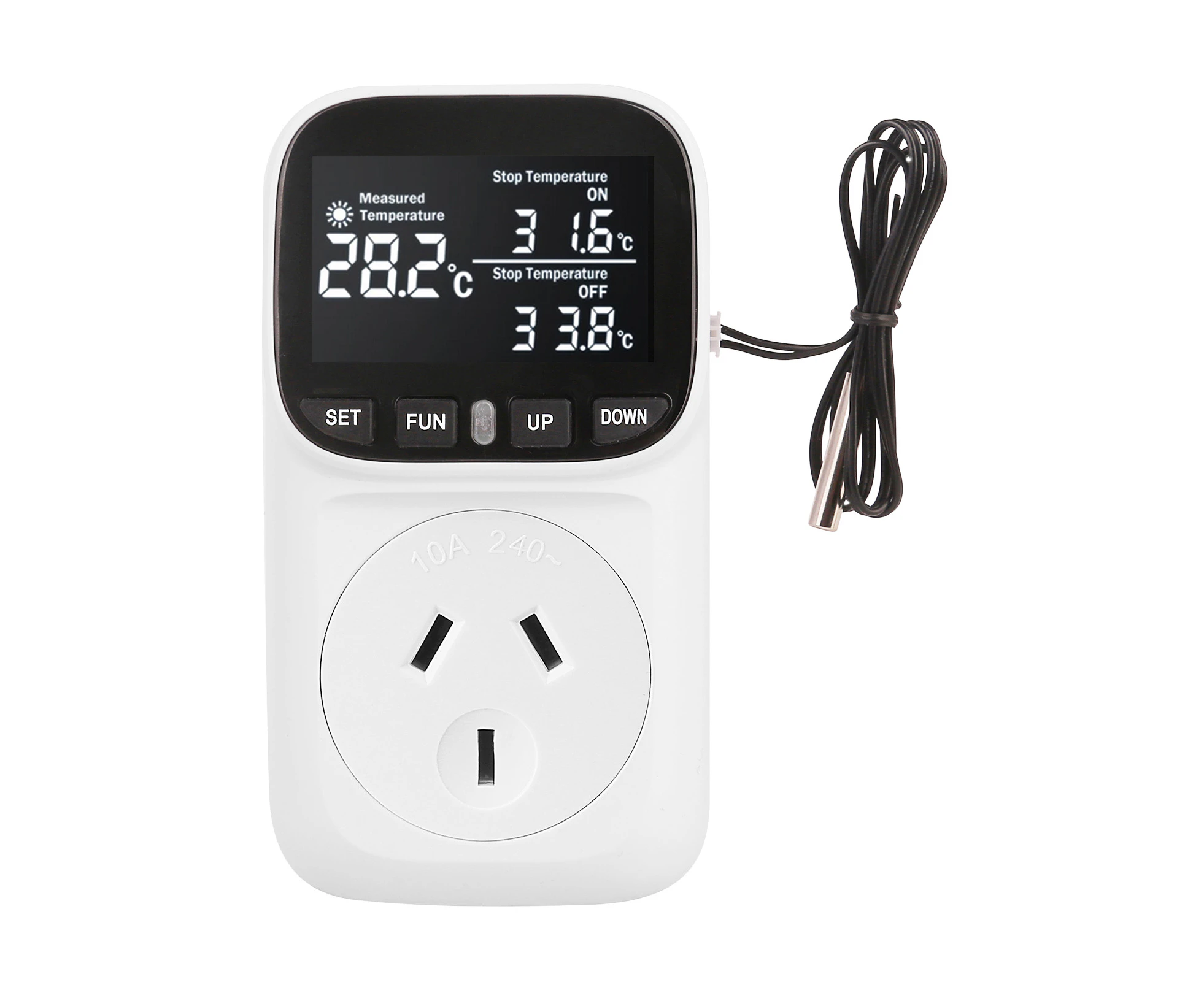 240V 10A Temperature Controller Socket High-Precision Digital Display Smart Thermostat Fish Tank Touch Screen Preset Timer Switch Cooling Heating Ther