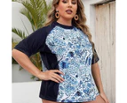 Women's Plus Size Rash Guard Swim Shirt Short Sleeves Swimwear Workout Top