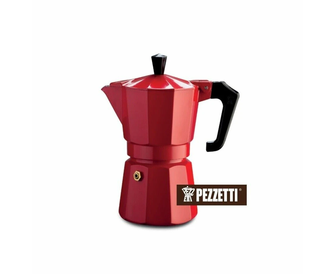 Pezzetti ItalExpress Aluminium Stovetop Espresso Coffee Maker 6 Cups Red