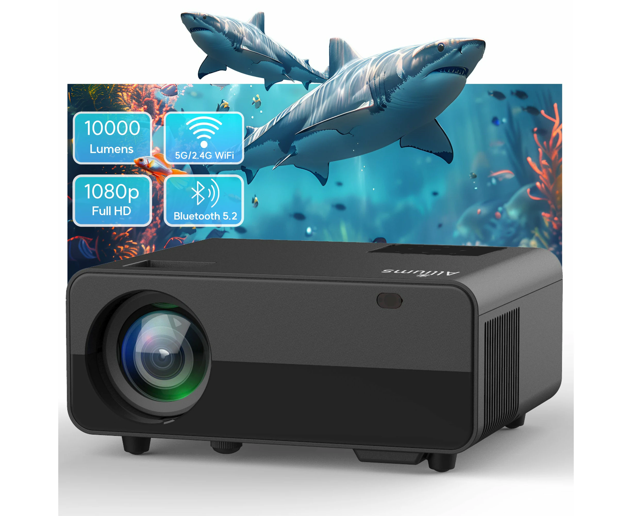 AUSPURE Mini Portable Projector with 1080p Full HD Resolution