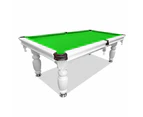 Eeeza 8FT White Frame Slate Billiard Pool Table With Full Accessories - Green