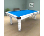 Eeeza 8FT White Frame Slate Billiard Pool Table With Full Accessories - Green