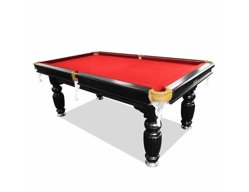 Eeeza 7FT Black Frame Slate Billiard Pool Table With Full Accessories - Red