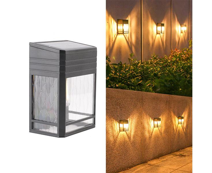 LED outdoor solar light, waterproof outdoor wall light, tungsten wall light, warm light - 1pcs