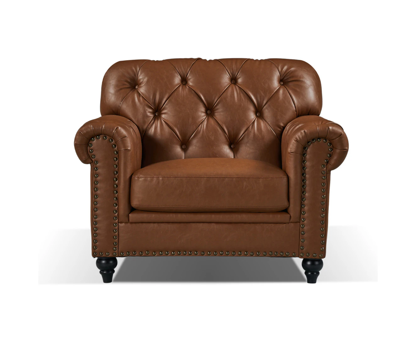 BT Barclay Chesterfield PU Leather Upholstered 1 Seater Sofa