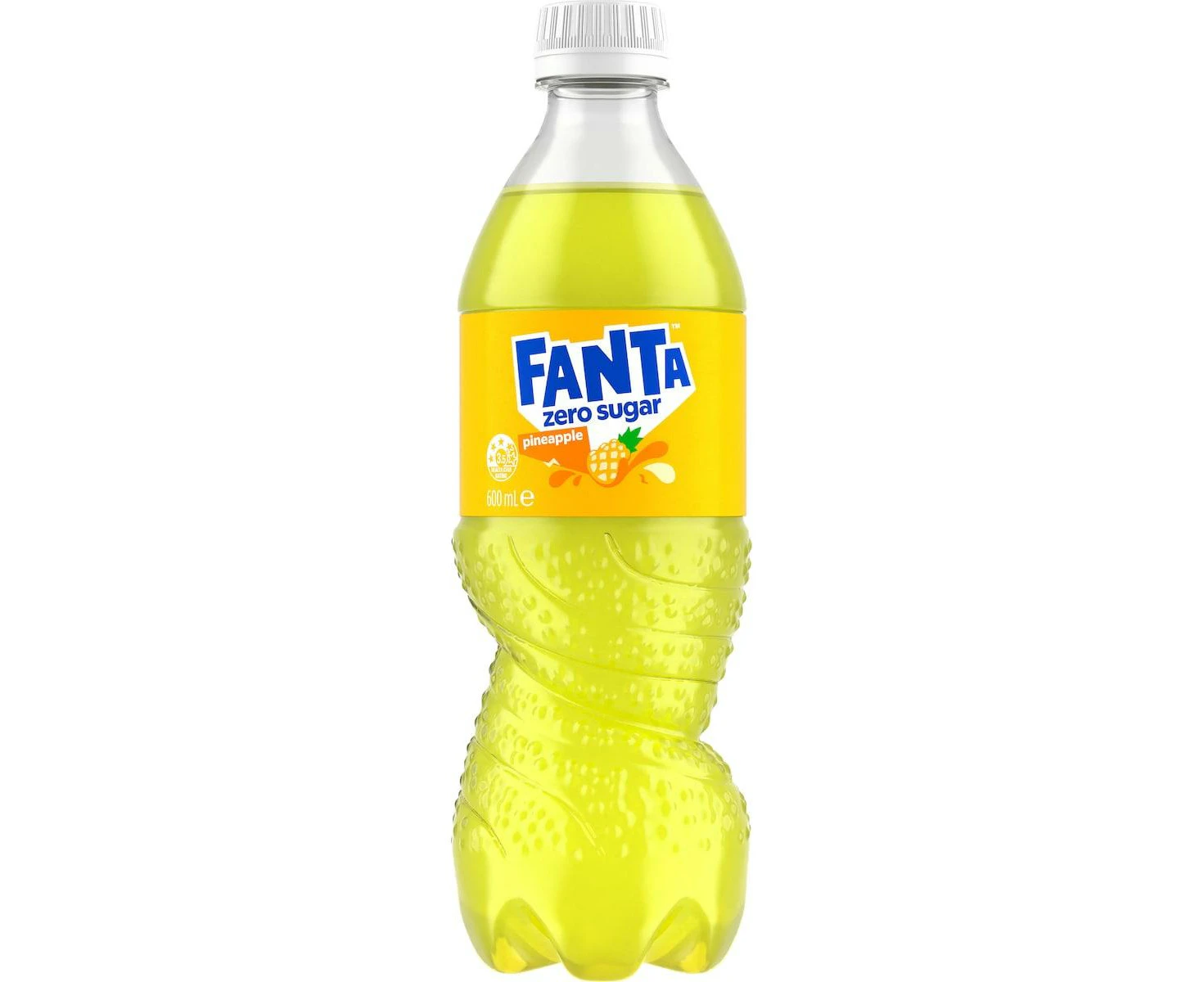 Fanta Pineapple Zero Sugar Soft Drink Bottle 600ml