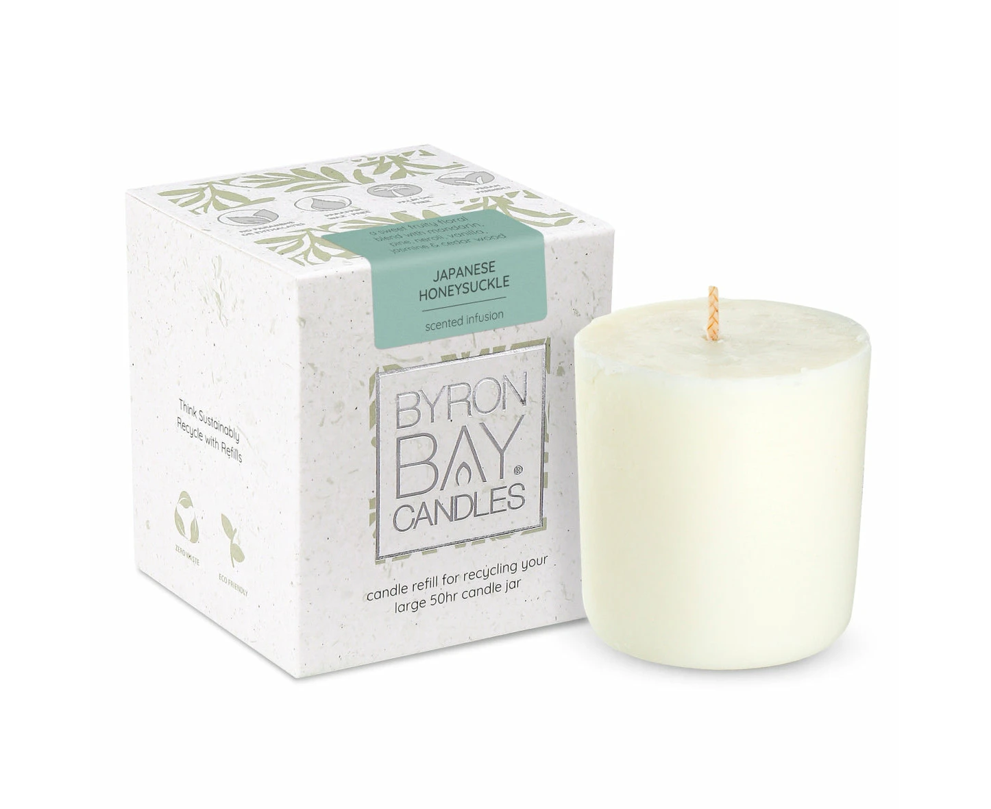 Byron Bay Candles | Scented Candle Refills - Fits Large 50 Hour Jar - Japanese Honeysuckle