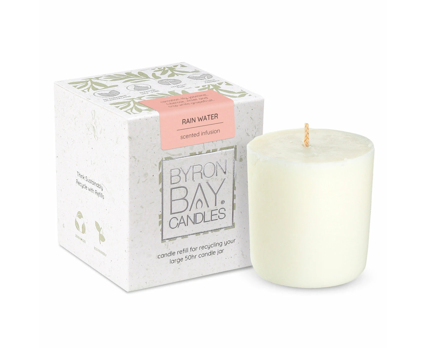 Byron Bay Candles | Scented Candle Refills - Fits Large 50 Hour Jar - Rain Water