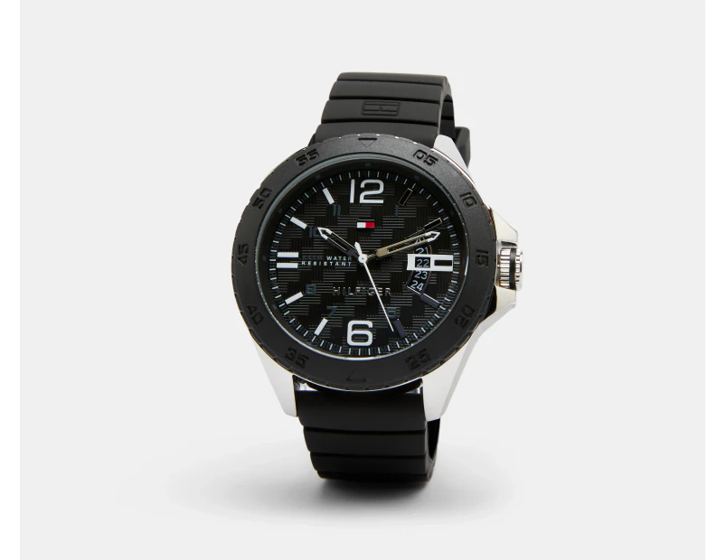 Tommy Hilfiger Men's 49mm Cody Silicone Watch - Black/Silver