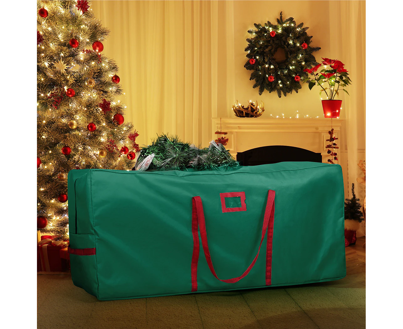 Christmas Tree Storage Bag Holiday Decoration Zipper Handle Oxford 122x38x51cm