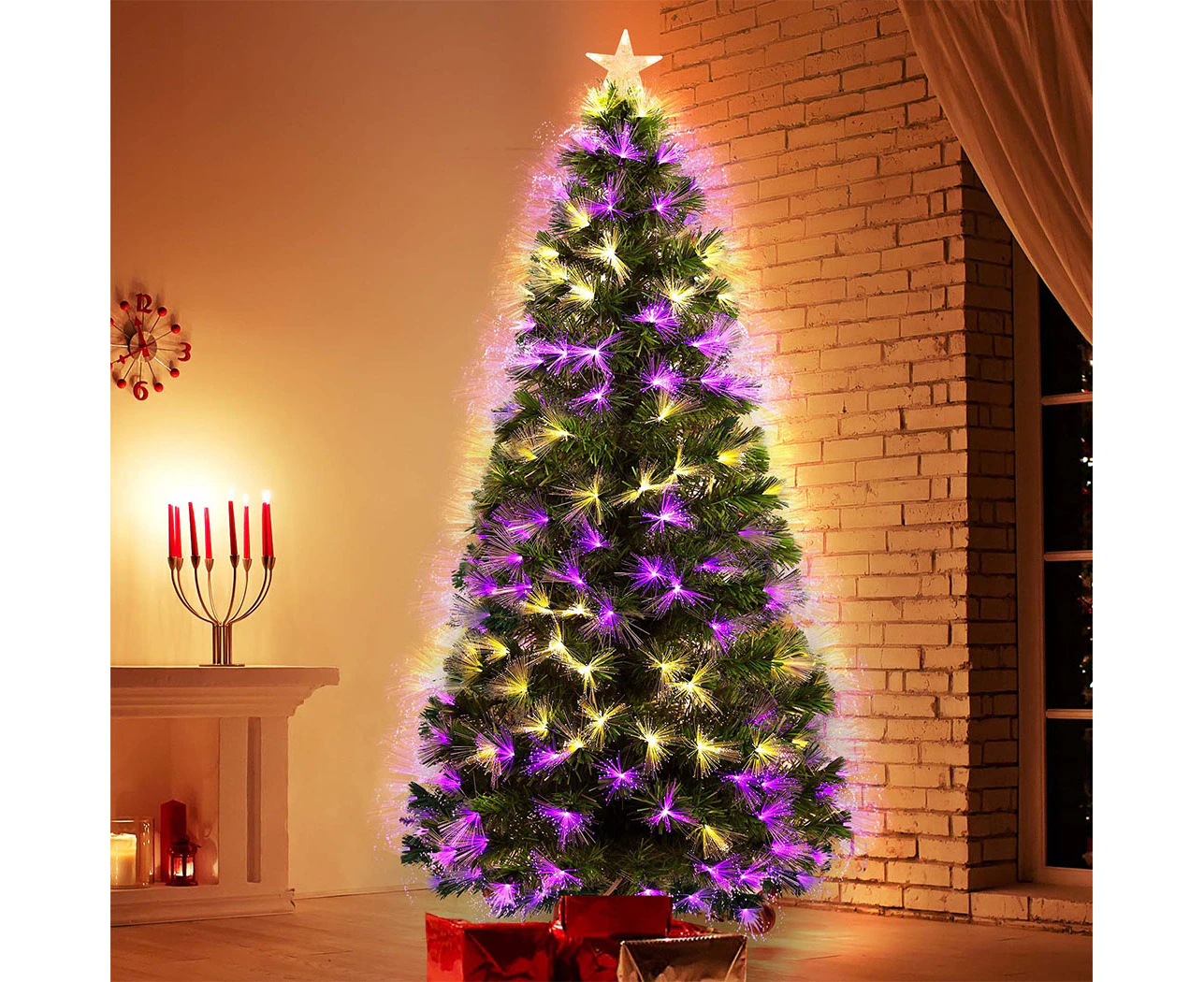 Santaco 2.1M Christmas Tree Lights Xmas Trees Fibre Optic Atificial Home Decor