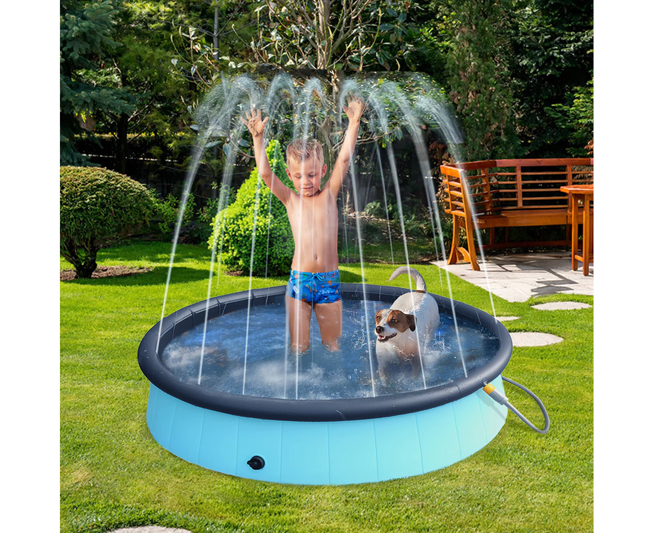 Pawz 120cm Pet Dog Swimming Pool Folding 2-In-1 Splash Kids Cat Bath Tub Outdoor