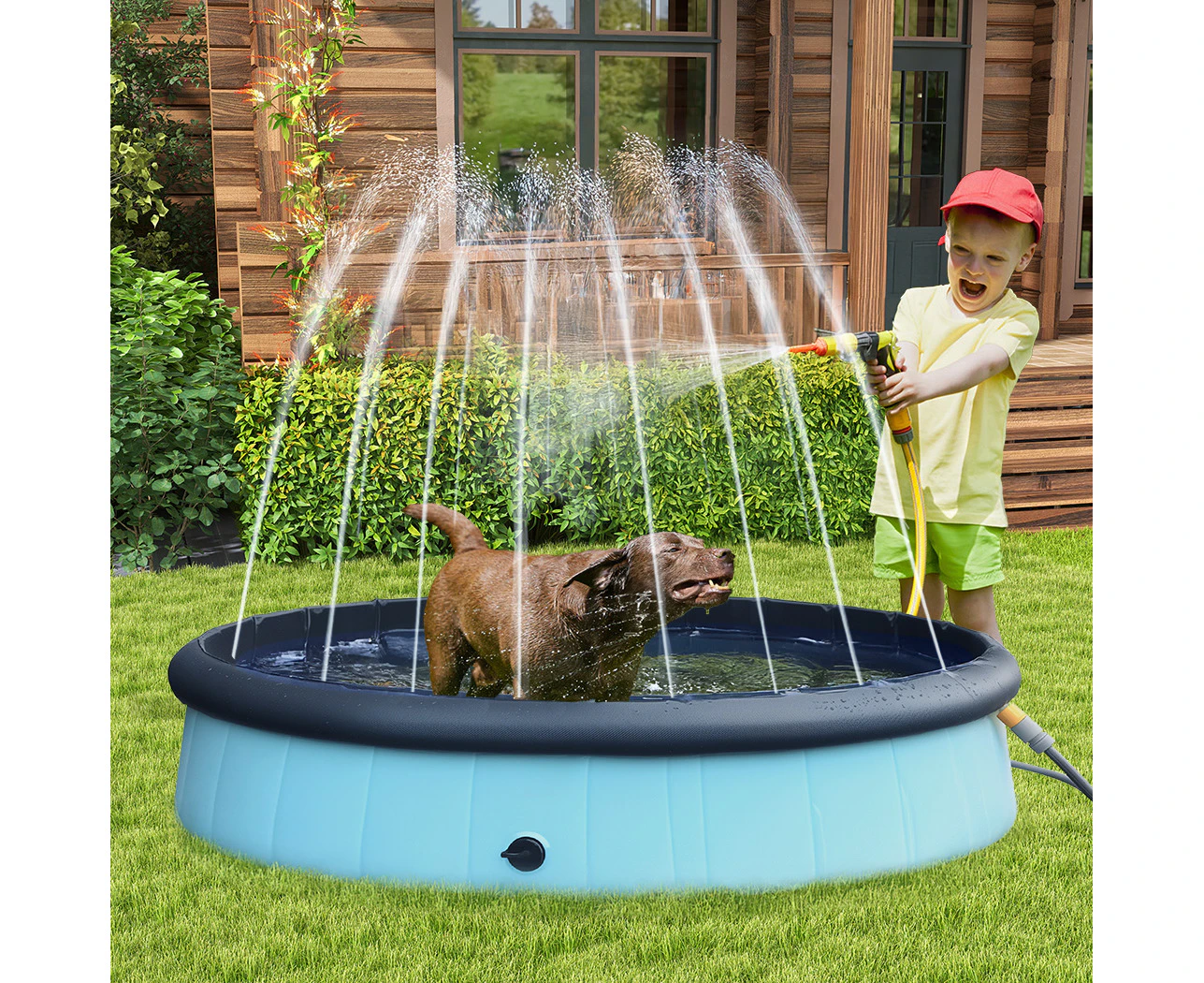 Pawz 160cm Pet Dog Swimming Pool Folding 2-In-1 Splash Kids Cat Bath Tub Outdoor