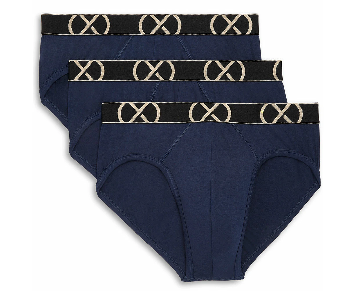 2xist Mens X Luxe No Show Brief 3-Pack X50020 Navy