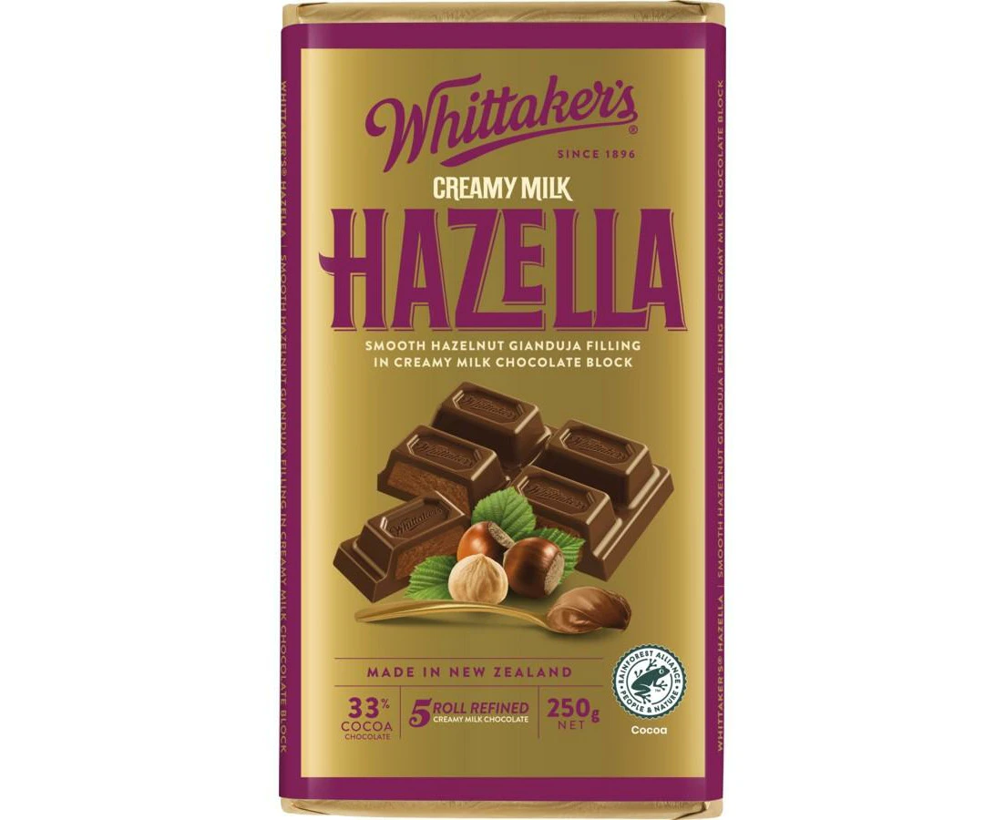 Whittakers Hazella Hazelnut Milk Chocolate Block 250g