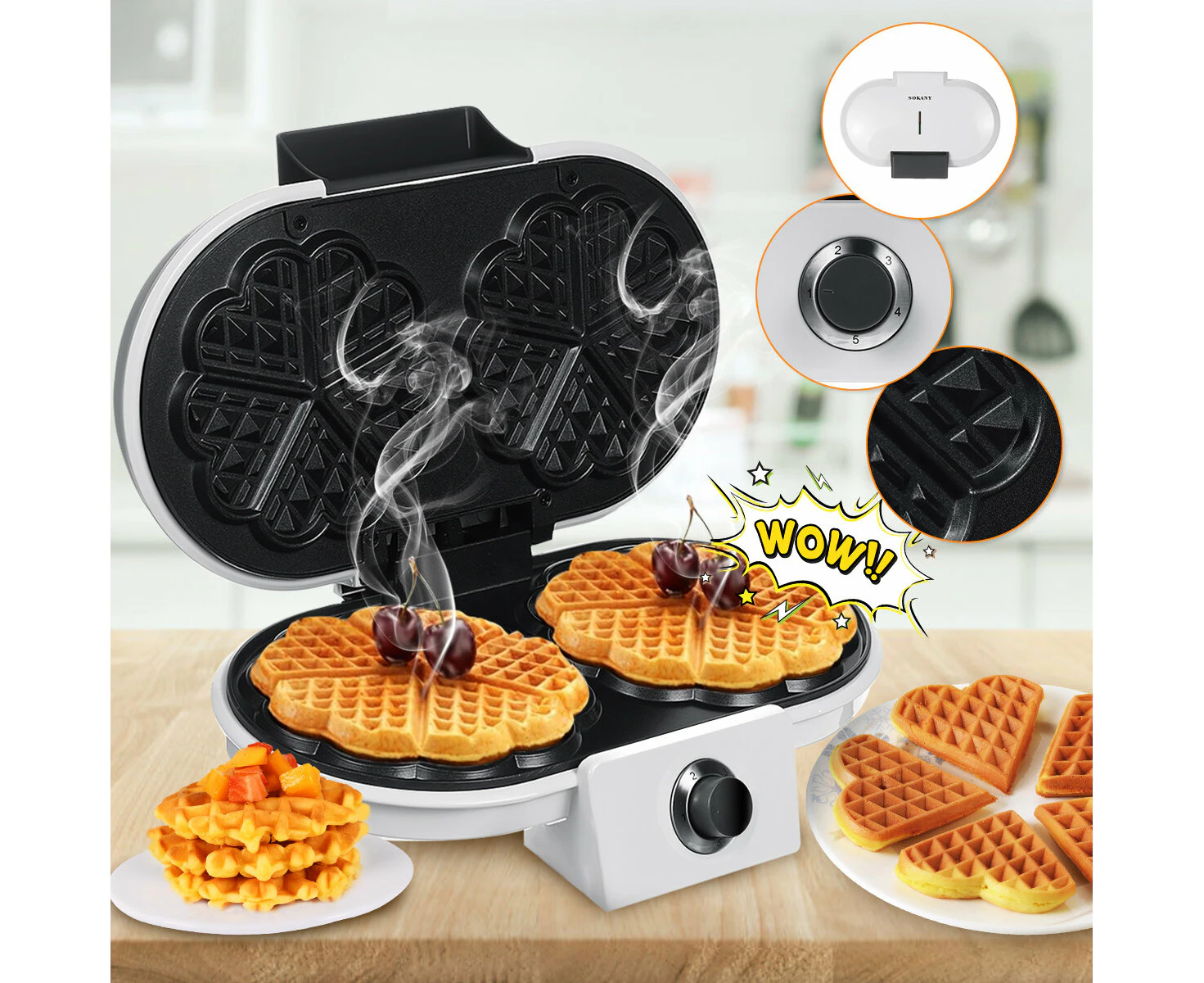 Multi-functional Double?head Waffle Maker Bubble Egg Cake Oven Breakfast Waffle Machine Electric Baking Pan