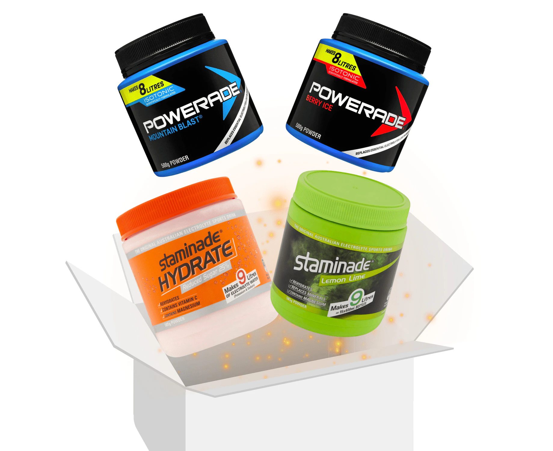 Powerade Staminade Sports Hydration Drink Powder Gift Box Bundle