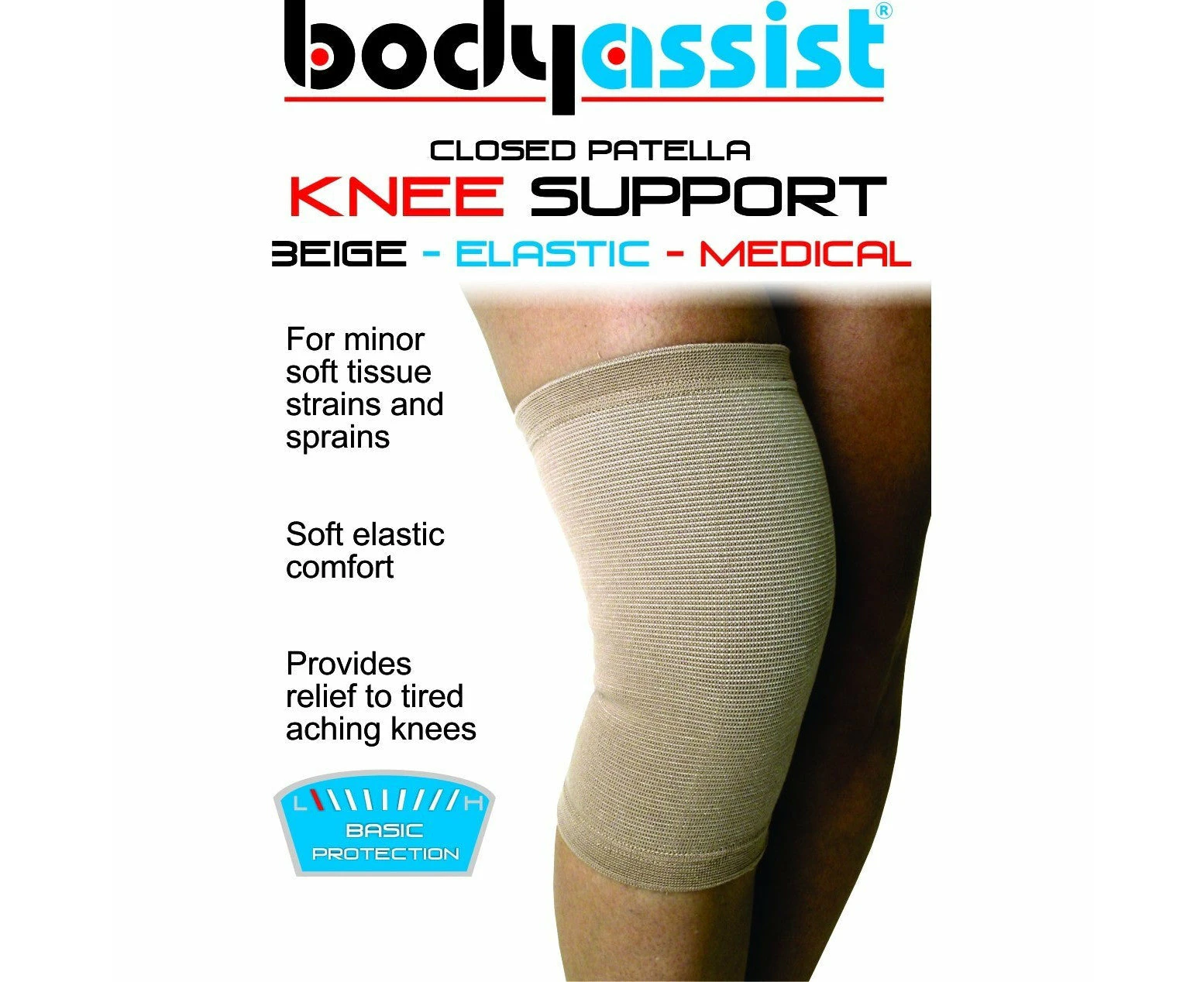 Body Assist Slip-on Elastic Knee Support Closed Patella - White