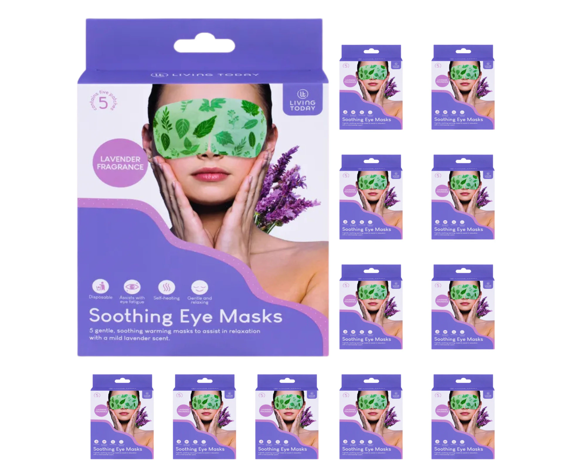 12 Packs of 5 Soothing Eye Masks Soft Self Heating Patch for Fatigue Dark Circles