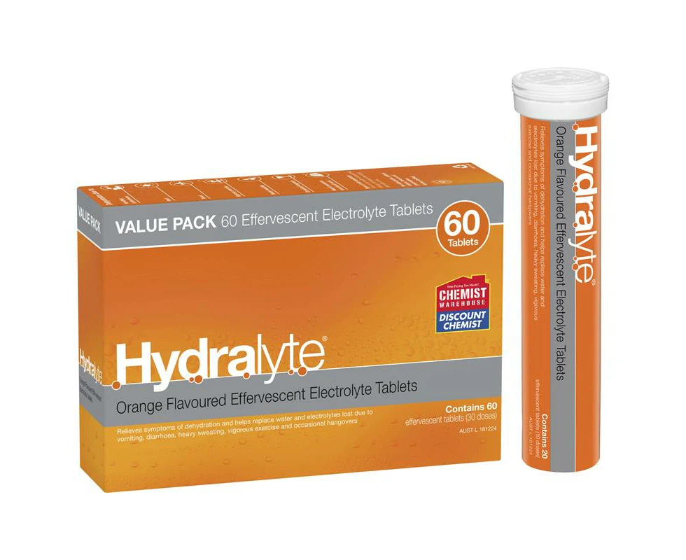 Hydralyte Electrolyte Effervescent Orange 60 Tablets