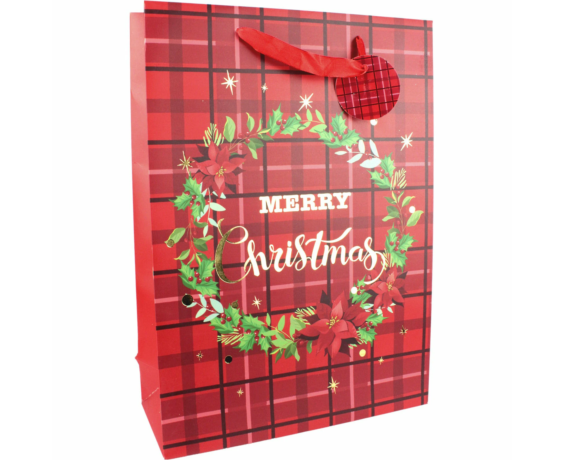 Tartan And Berries Christmas Paper Gift Bag 42cm