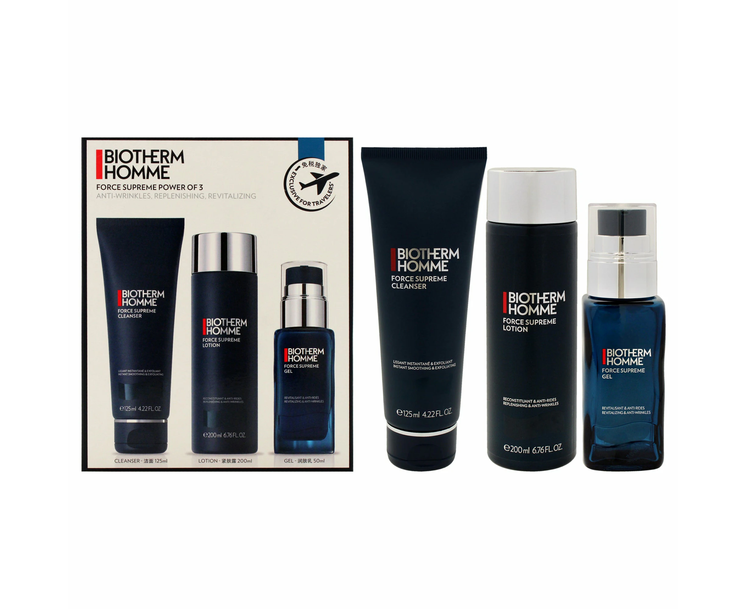 Biotherm Homme Force Supreme Power Set by Biotherm for Men - 3 Pc 4.22oz Force Supreme Cleanser, 6.76oz Force Supreme Lotion, 1.69oz Force Supreme Gel