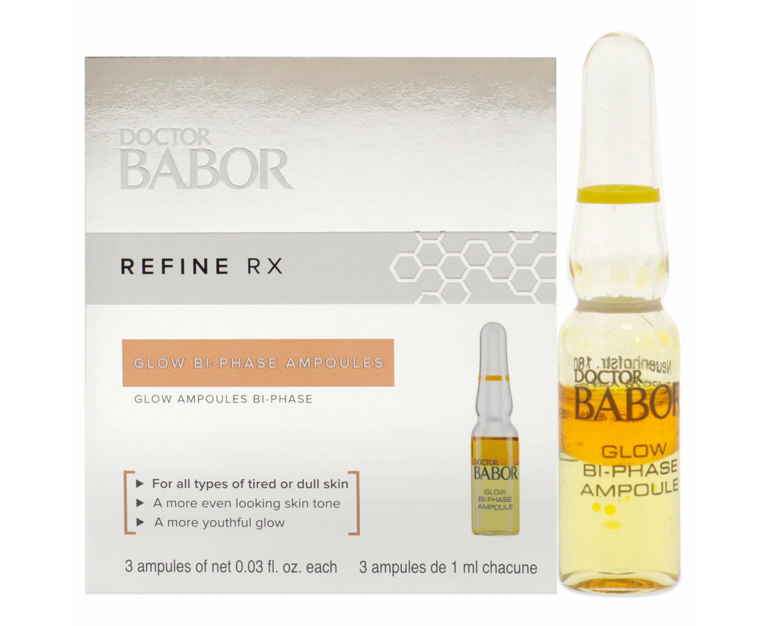 Refine RX Glow Bi-Phase Ampoules by Babor for Women - 3 x 1 ml Serum