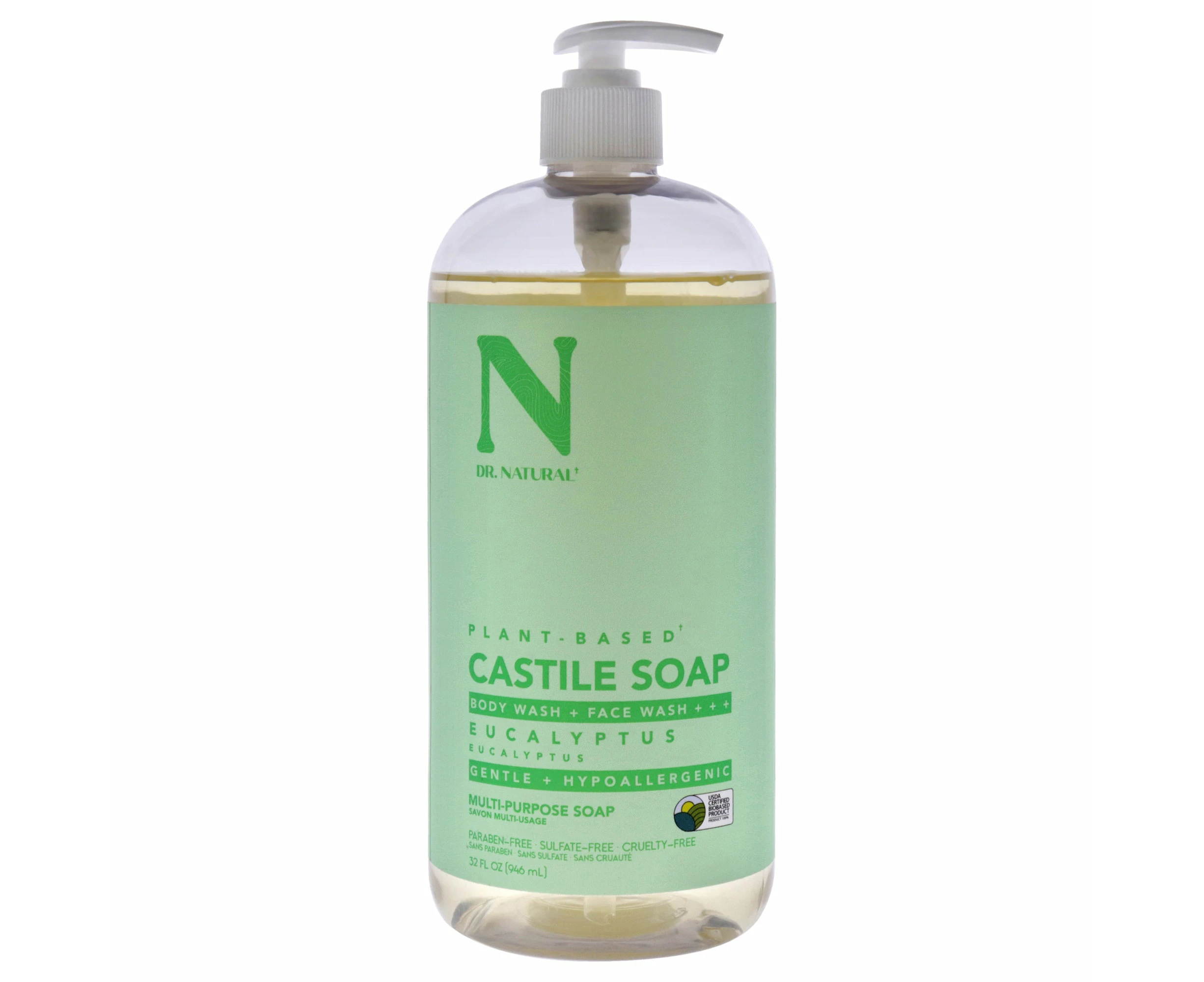 Castile Liquid Soap - Eucalyptus by Dr. Natural for Unisex - 32 oz Soap