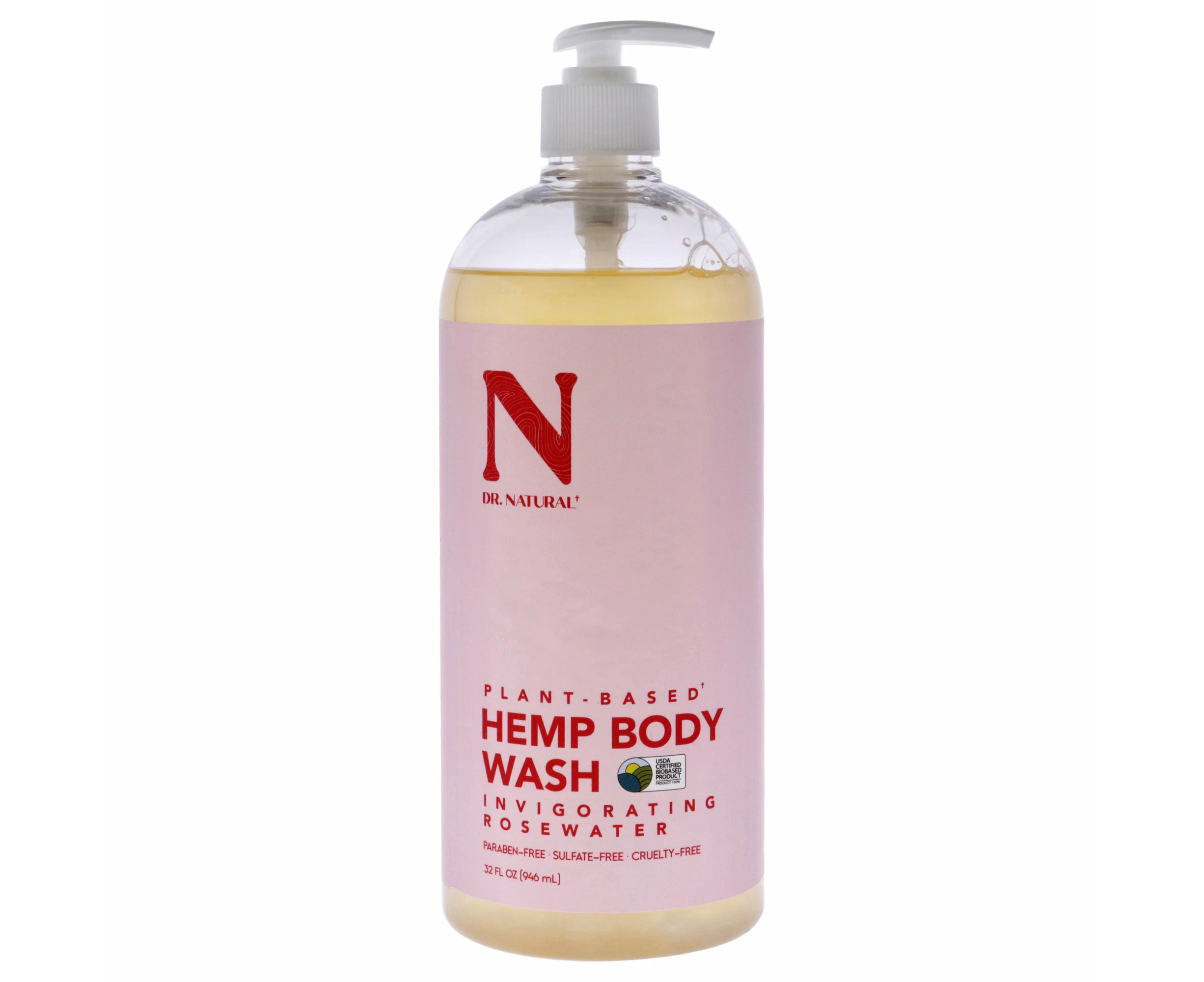 Body Wash - Hemp with Rose by Dr. Natural for Unisex - 32 oz Body Wash