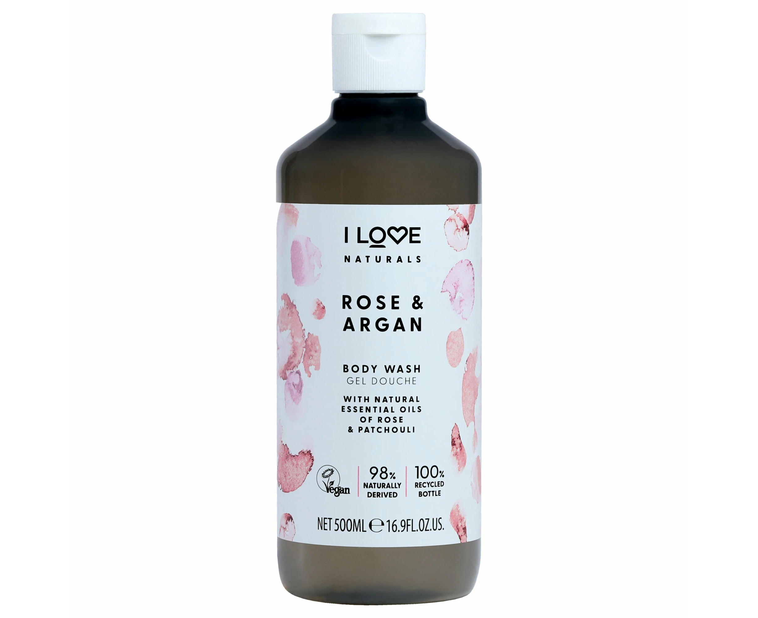 Naturals Body Wash - Rose and Argan by I Love Cosmetics for Women - 16.9 oz Body Wash