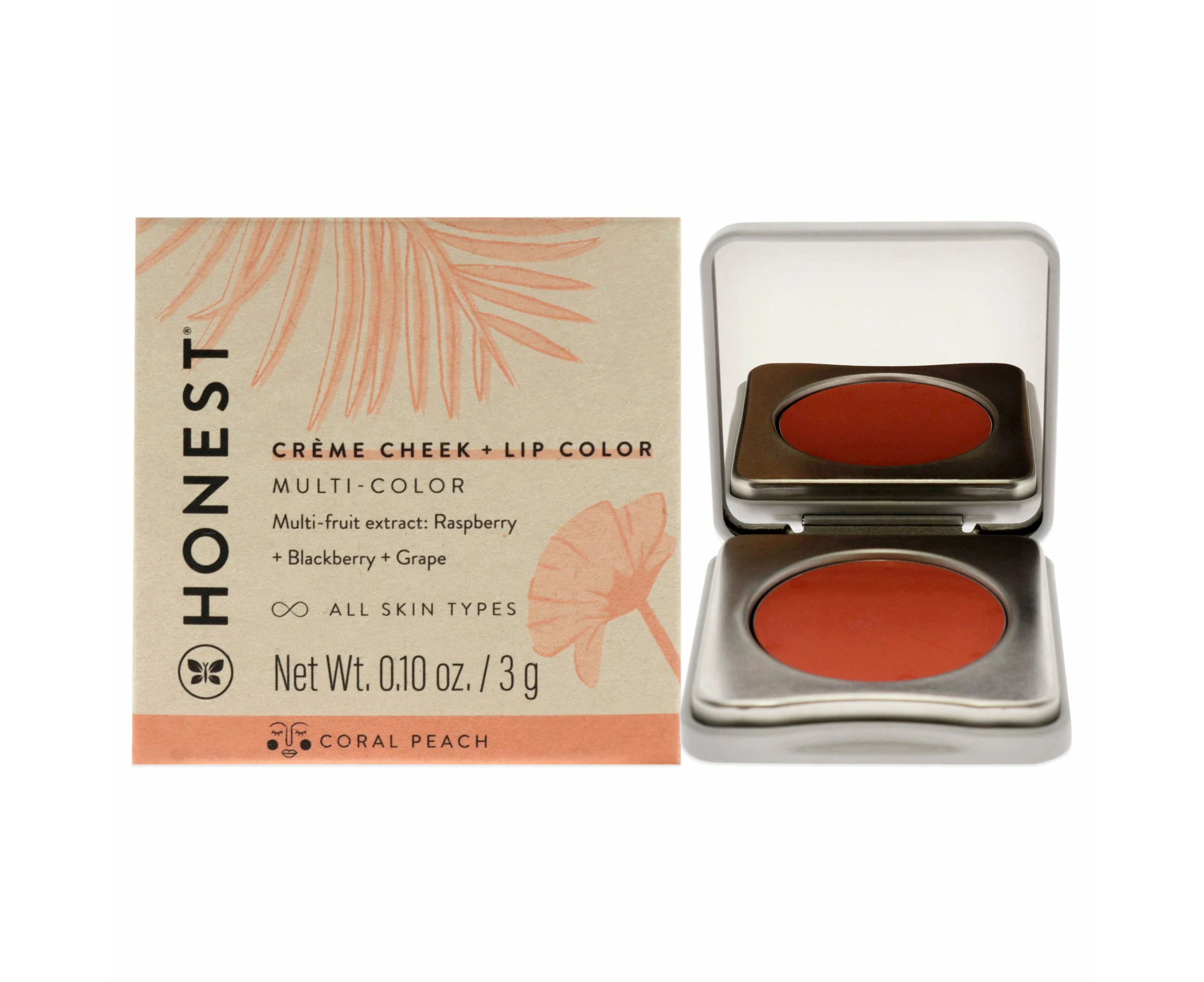 Creme Cheek Blush Plus Lip Color - Coral Peach by Honest for Women - 0.10 oz Makeup