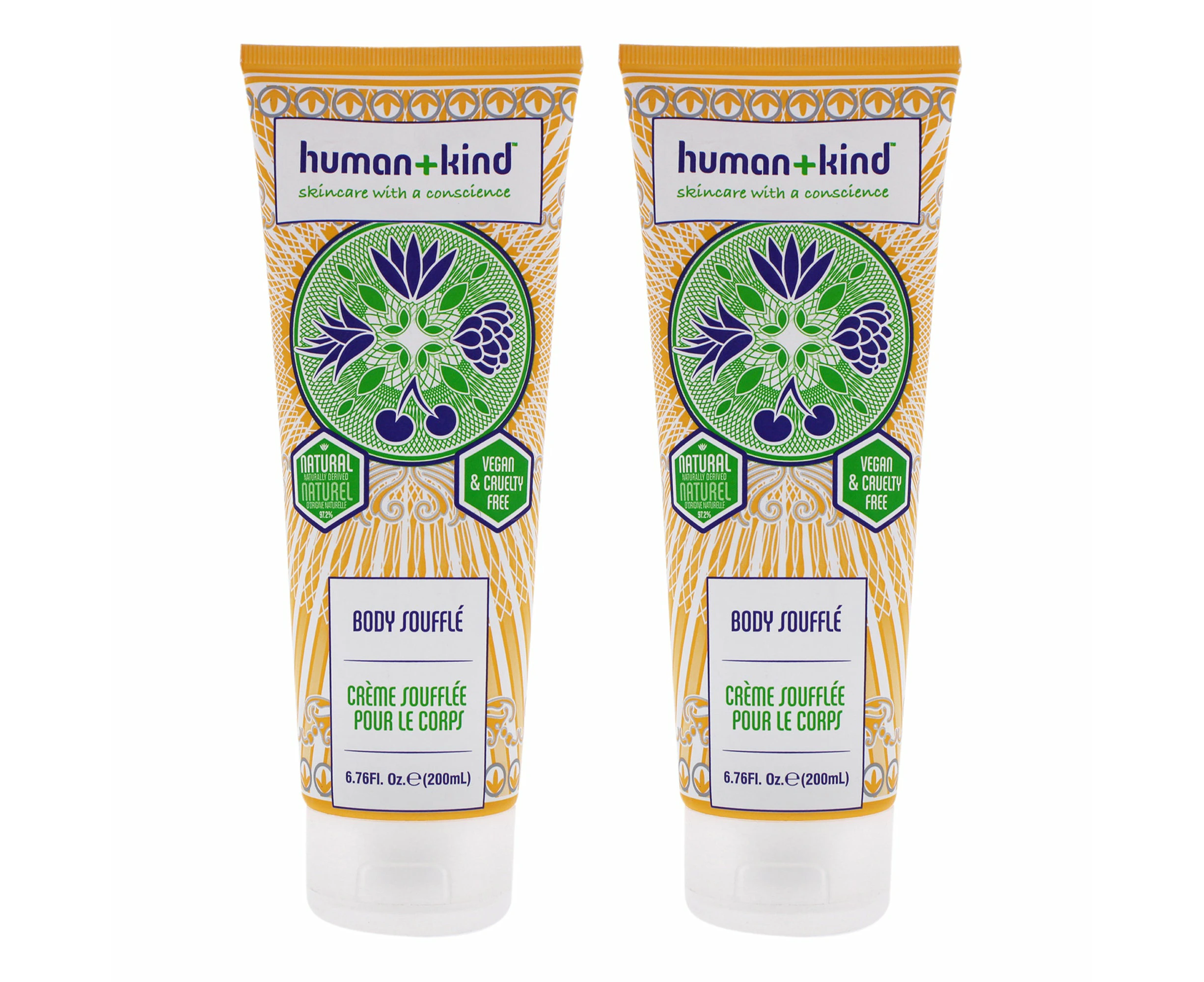 Body Souffle Cream - Tube - Pack of 2 by Human+Kind for Unisex - 6.76 oz Body Cream