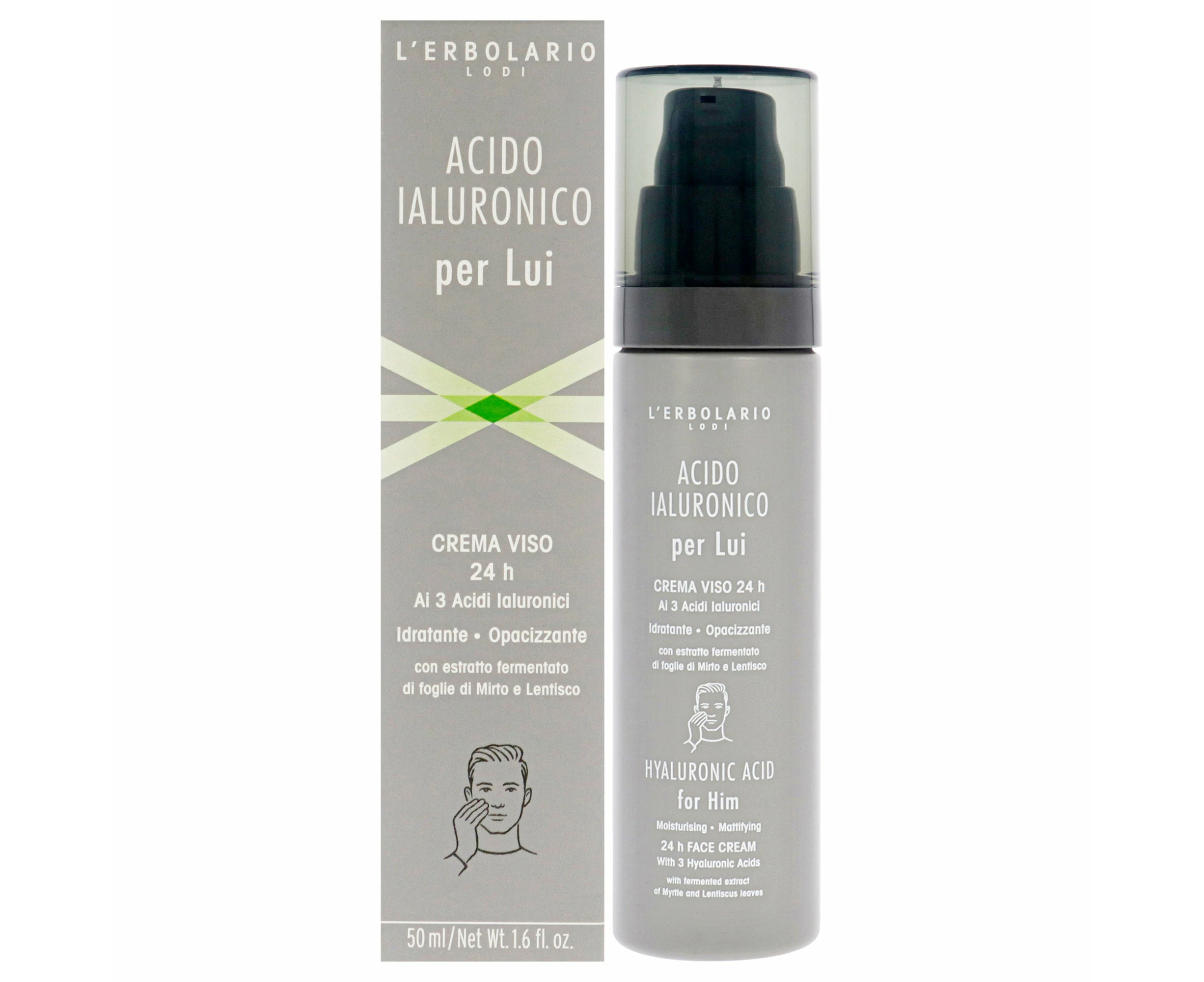 Hyaluronic Acid Moisturisin Mattifying Face Cream by LErbolario for Men - 1.6 oz Cream