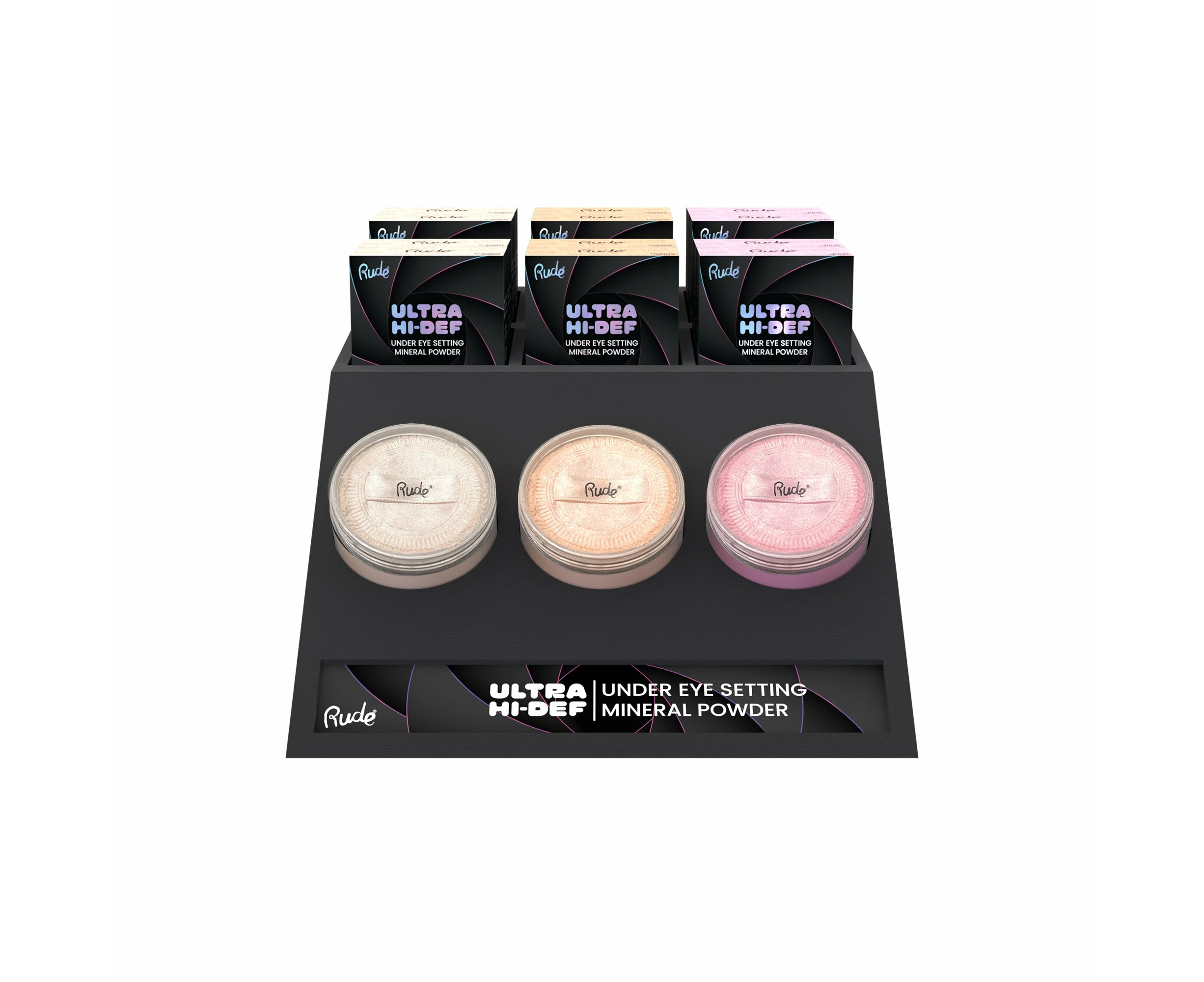 RUDE UHD Under Eye Setting Mineral Powder Display Set