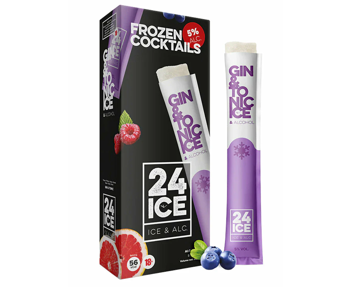 24 Ice Frozen Cocktails Gin & Tonic Pack 5 X 65ml