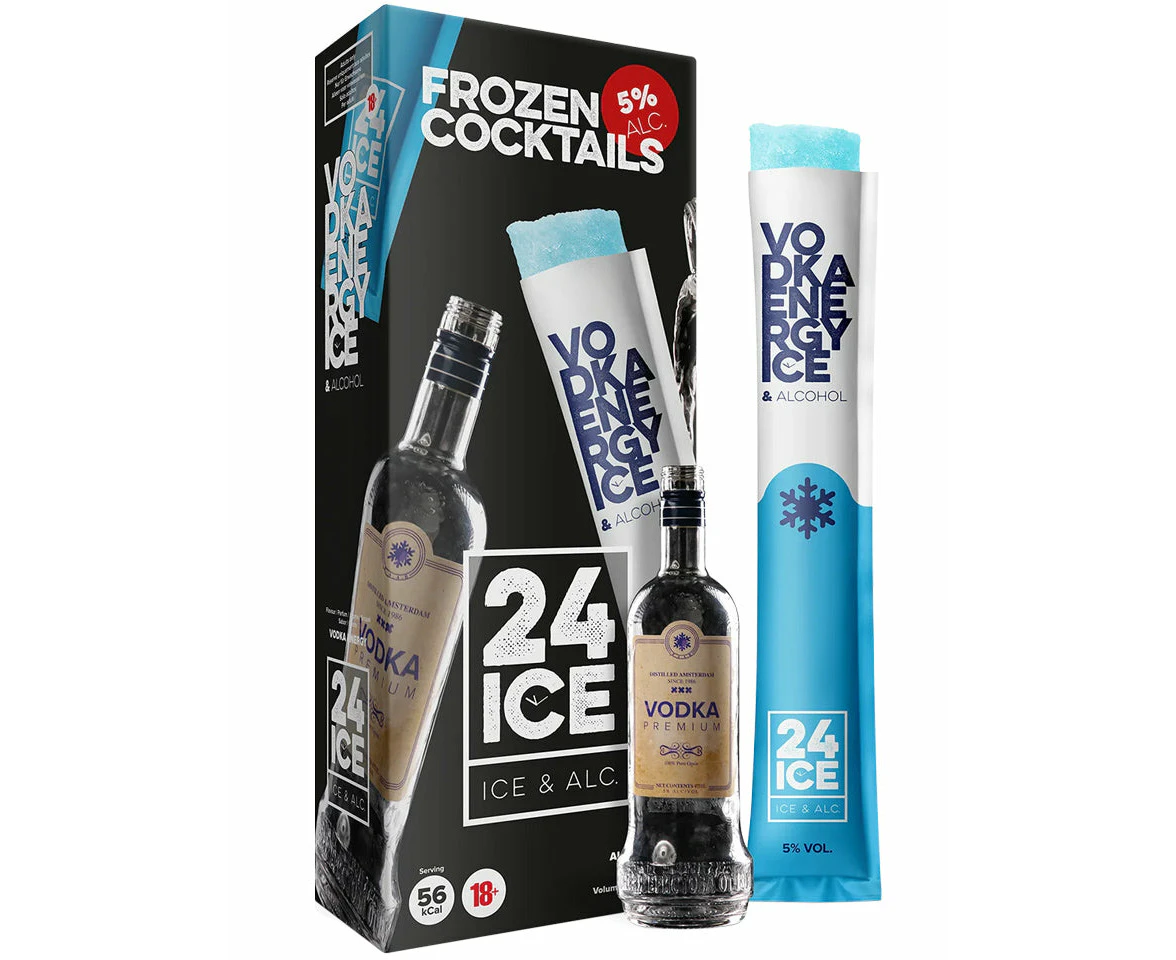 24 Ice Frozen Cocktails Vodka Energy Pack 5 X 65ml