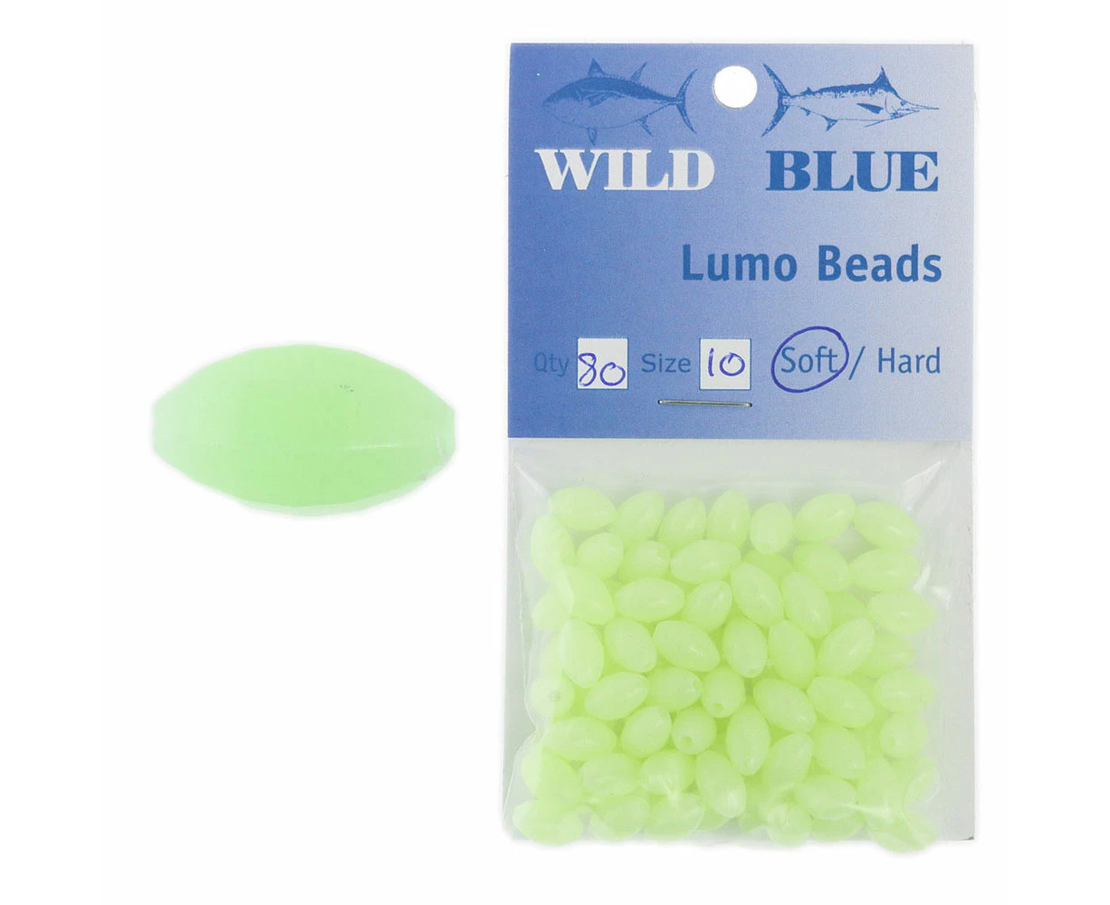 Wild Blue Tackle Soft Lumo Beads Green 10mm Qty 80