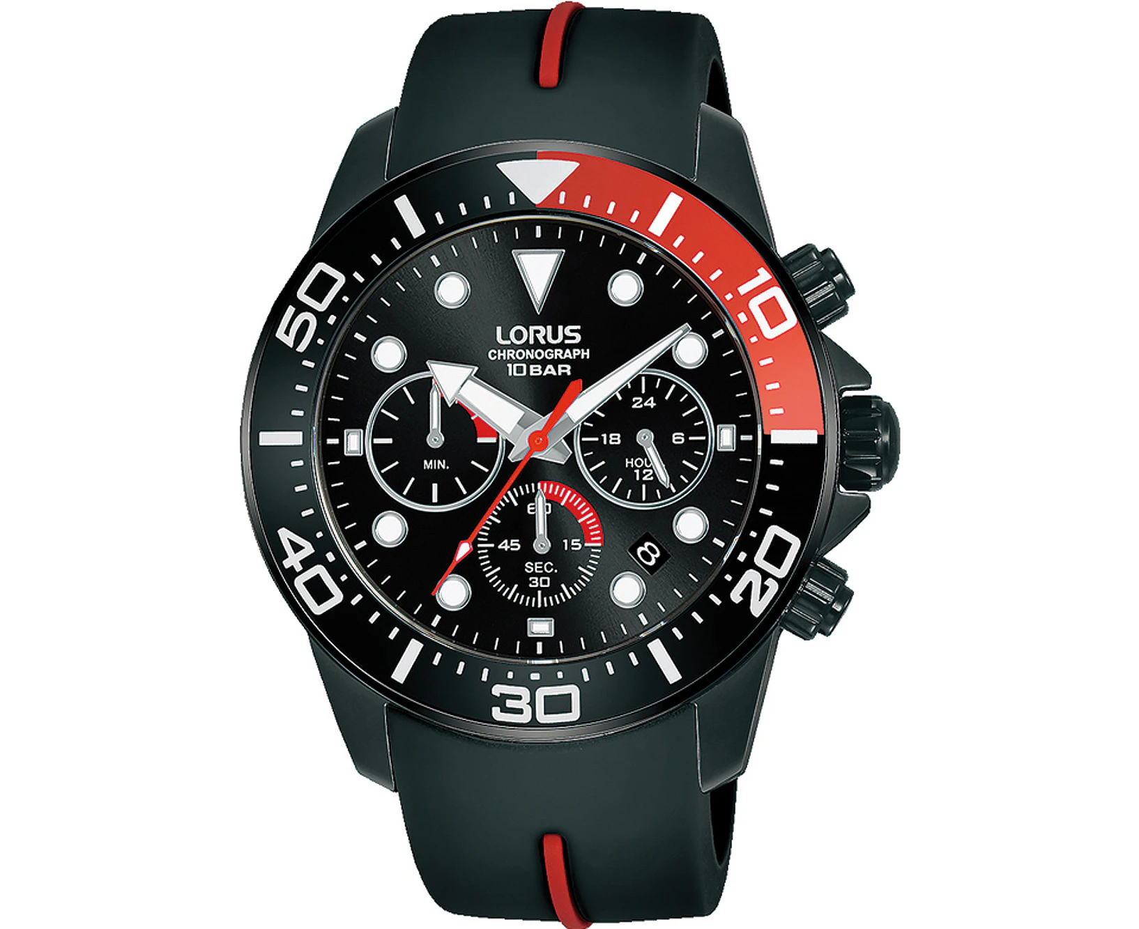 Lorus Sports Chronograph RT347JX9 Black Silicone Unisex Watch