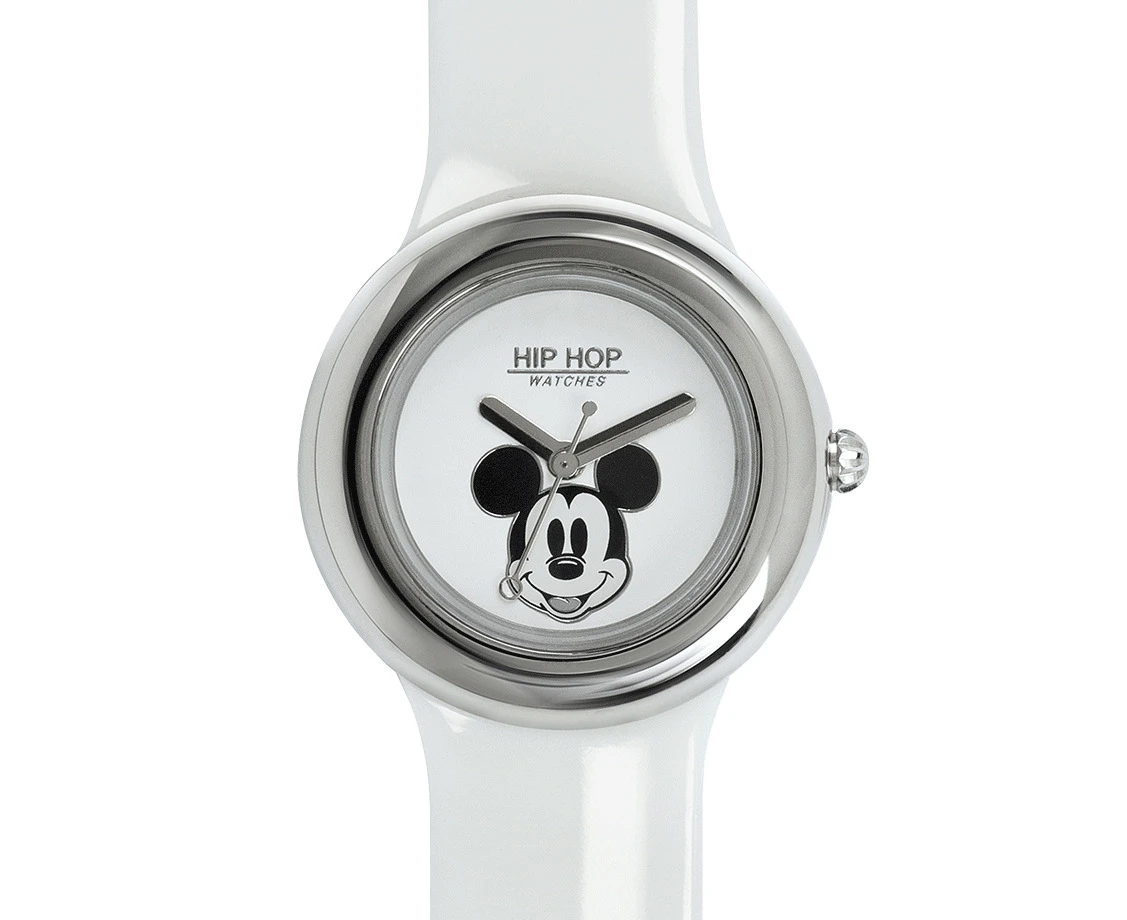 Hip Hop Mickey Metal White HWU0920 Silicone Unisex Watch