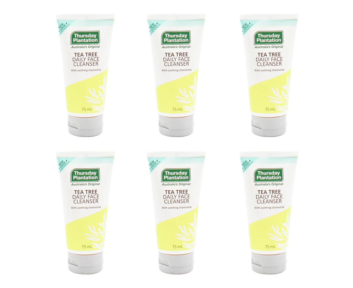 6x Thursday Plantation 75ml Tea Tree Daily Face Cleanser w/ Chamomile Skin Care