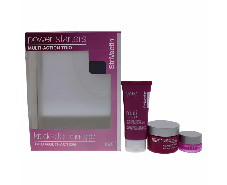 Power Starters Multi-Action Trio by Strivectin for Unisex - 3 Pc 1oz Moisture Matrix Melting Cleanser, 0.17oz R and R Eye Cream, 1oz Restorative Cream