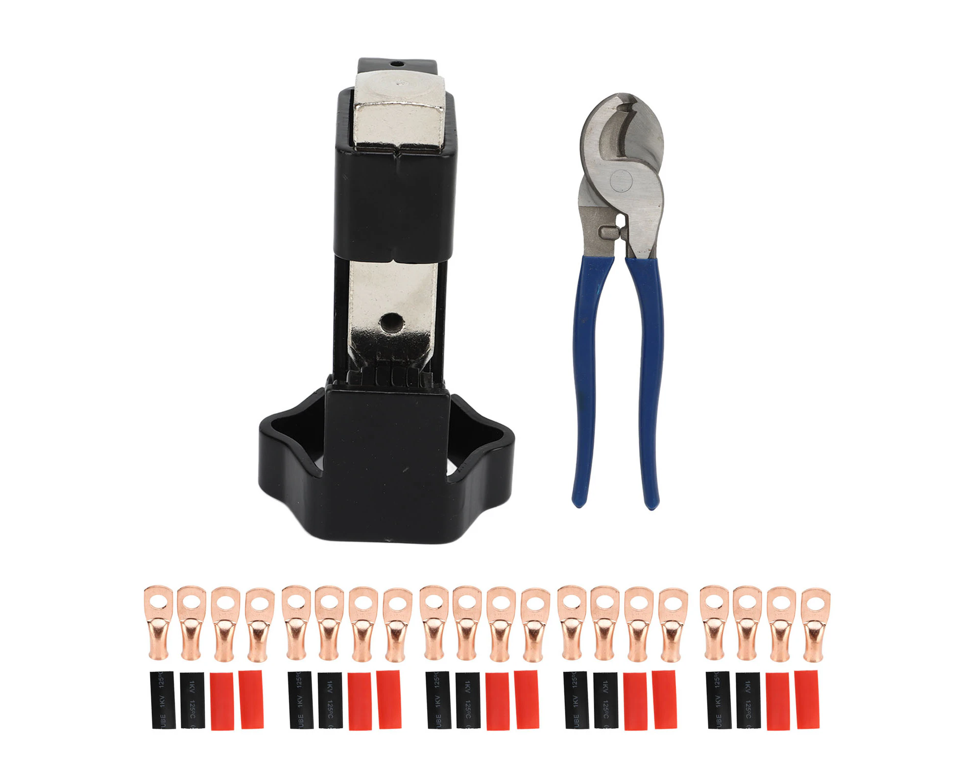 Hammer Lug Crimping Tool With Cable Cutter 20Pcs Copper Connectors 20Pcs Heat Shrink Tube For Awg 8 To 4/0 Terminals