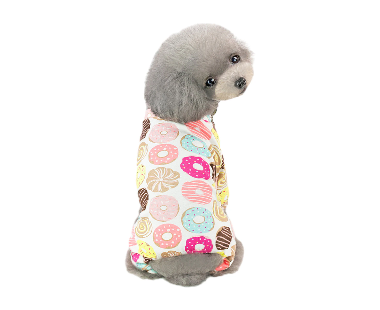 Puppy Soft Pajamas, Cotton Puppy Rompers, Pet Jumpsuits Cozy Bodysuits For Small Dogs And Cats(Donut)S