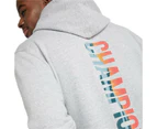 Mens Champion Powerblend Oxford Gray Graphic Hoodie