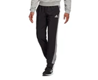 Adidas Mens Aeroready Essentials Tapered Cuff Woven 3-Stripes Black Pants Polyester